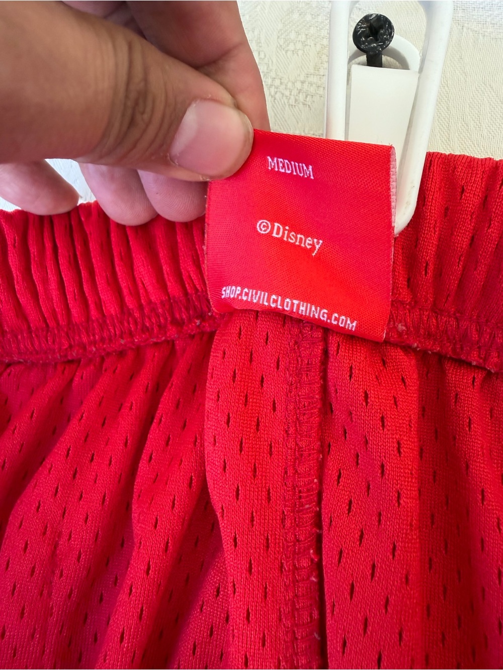 Civil Regime Red Athletic Mesh Shorts with Mickey Graphic and AFC Lettering - Picture 3 of 7